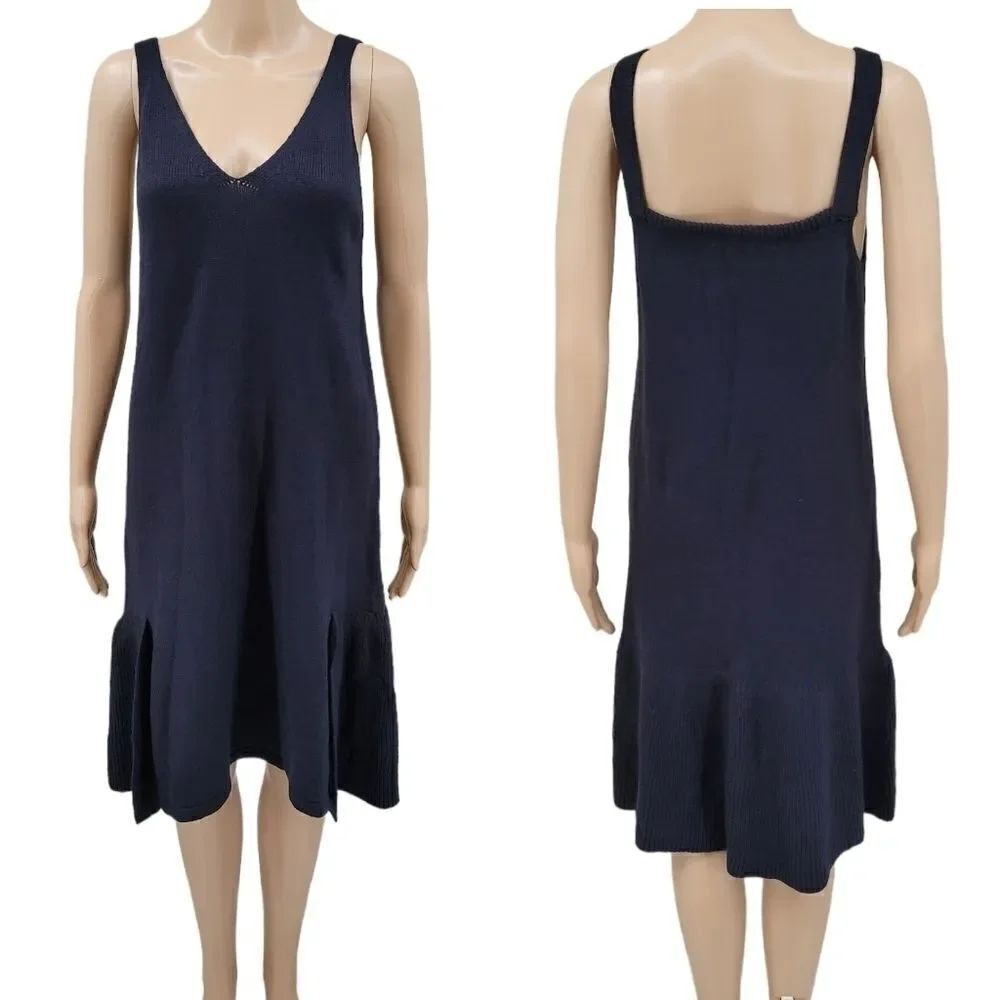 8" Navy Blue Knit Sleeveless Dress, Women's Small